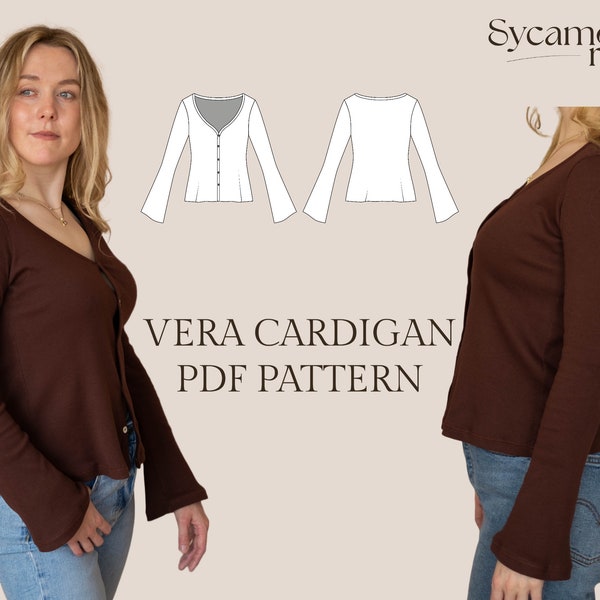 Véra Cardigan | Patron de couture | Patron PDF | Patron de cardigan coupe slim