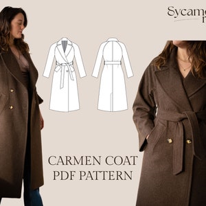 Manteau Carmen | Patron de manteau raglan | Patron de couture PDF | Manteau raglan surdimensionné