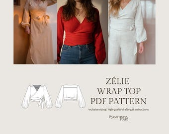 Zélie  Wrap Top Pattern | Wrap Dress | Wrap top PDF Pattern