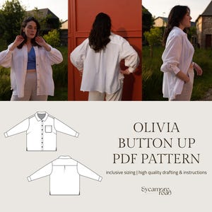 Olivia Button Up Shirt | PDF sewing pattern | Camp collar | Women&#39;s button up pattern