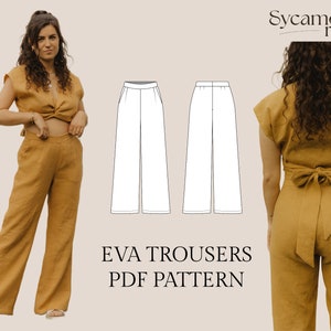 Eva Wide Leg Trousers Sewing Pattern | Linen Trousers | PDF sewing pattern | Lined Pants Pattern