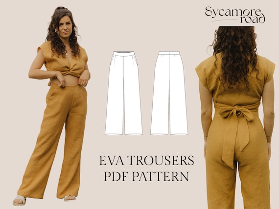 Eva Wide Leg Trousers Sewing Pattern Linen Trousers PDF Sewing