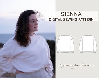 Sienna Sweatshirt | PDF sweatshirt | sweatshirt pattern | unisex crewneck pattern | PDF pattern | cropped sweater