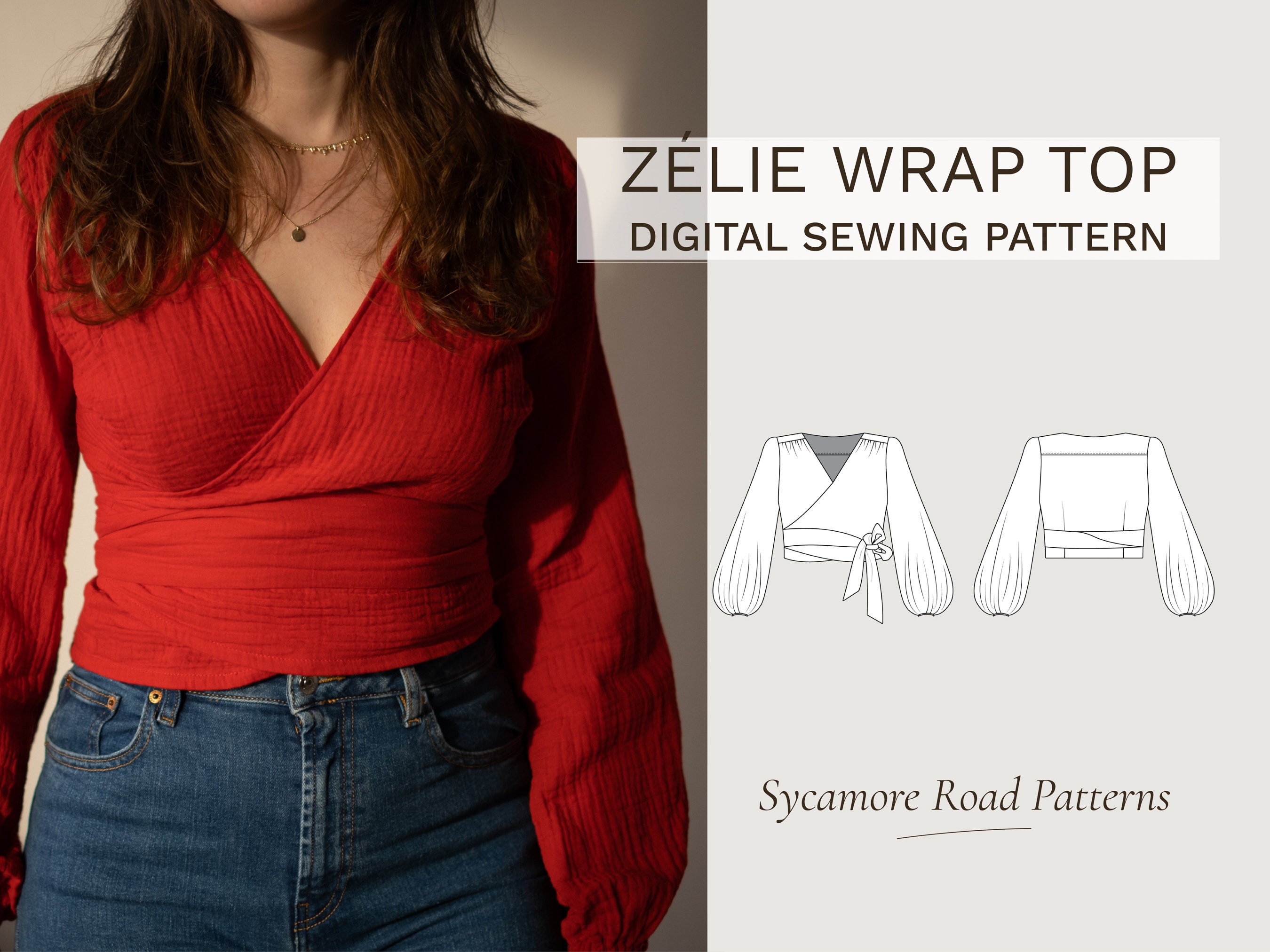 Zélie Wrap Top Pattern Wrap Dress Wrap Top PDF Pattern 