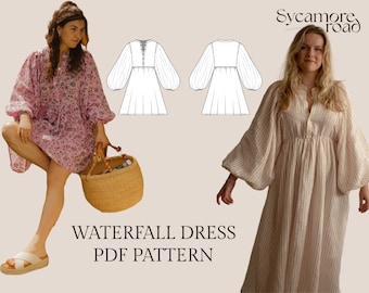 Waterfall | Bohemian Dress Sewing Pattern | Puff Sleeve Pattern | Mini Dress Pattern