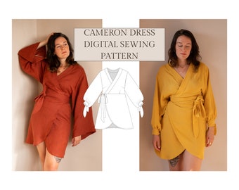 Cameron Wrap Dress | Kimono Style Wrap Dress | PDF Sewing Pattern