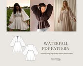 Waterfall | Bohemian Dress Sewing Pattern | Puff Sleeve Pattern | Mini Dress Pattern