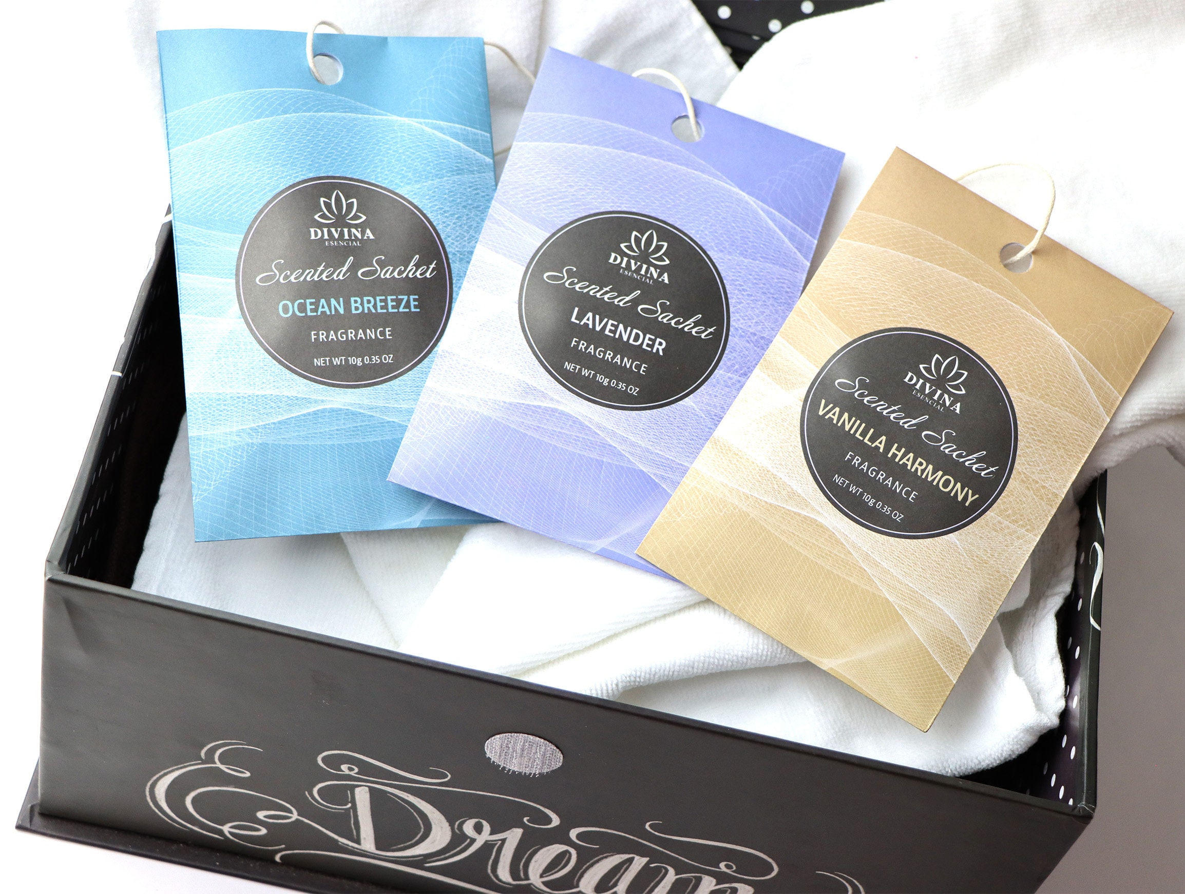 Scented Sachets Sample Pack of 3 Vanilla, Lavender and Ocean Breeze