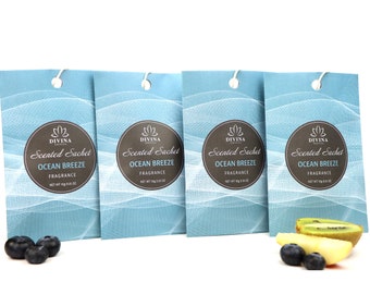 Ocean Breeze Sachets | Moth Repellent  | Drawers and closets  | 4-Pack 6-Pack 8-Pack | Aroma Bead |