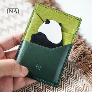 Porta-cartões PANDA - feito à mão em couro italiano de alta qualidade