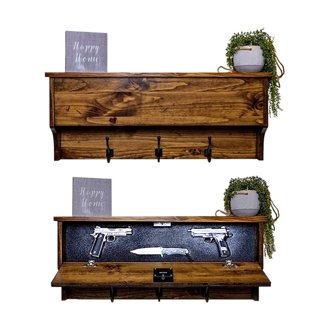 Coat Rack Hidden Gun Storage Safe With Trap Door & RFID Lock 35 X 15 X