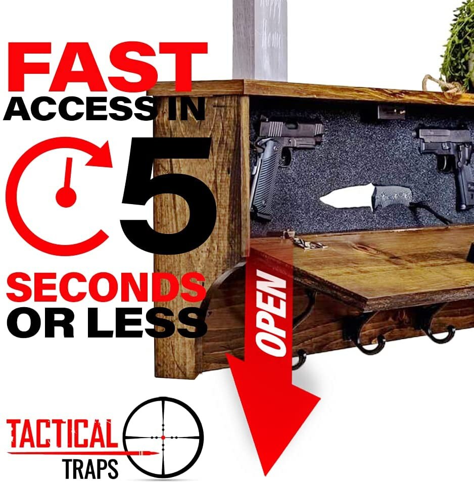 Coat Rack Hidden Gun Storage Safe With Trap Door & RFID Lock Etsy