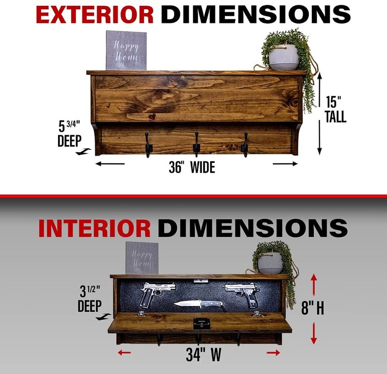Coat Rack Hidden Gun Storage Safe With Trap Door & RFID Lock Etsy