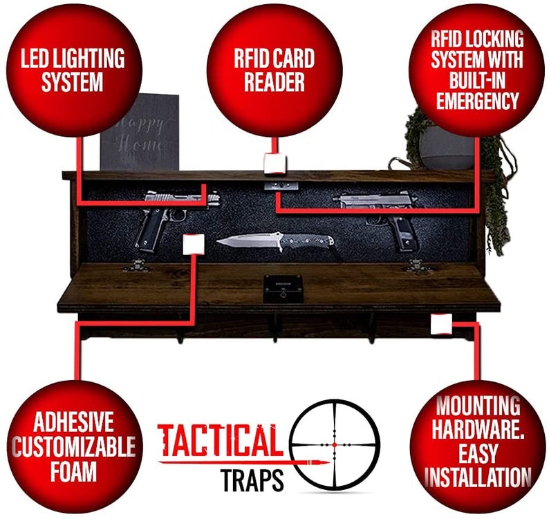 Coat Rack Hidden Gun Storage Safe With Trap Door & RFID Lock Etsy