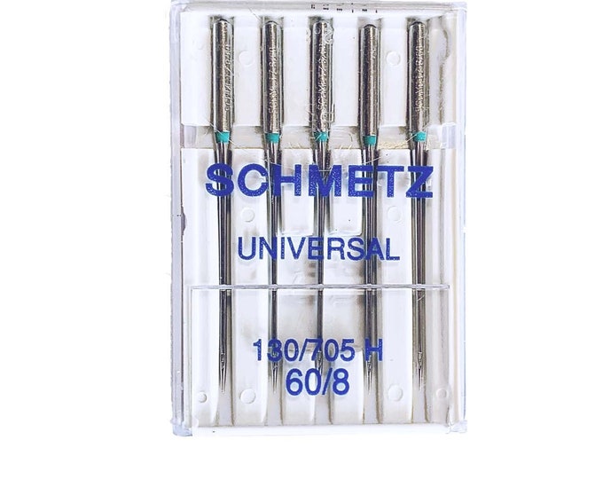 5 embroidery needles / sewing needles SCHMELZ size 60/8 130/705H universal flat shank