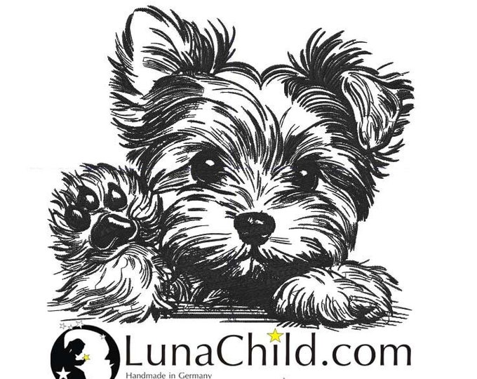 Embroidery file Yorkshire Terrier paw Yorki puppy "Benny" dog peeking realistic commercial use LunaChild