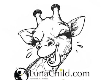 Stickdatei Giraffe "Uschi" lustig lachend  realistisch kommerzielle Nutzung LunaChild