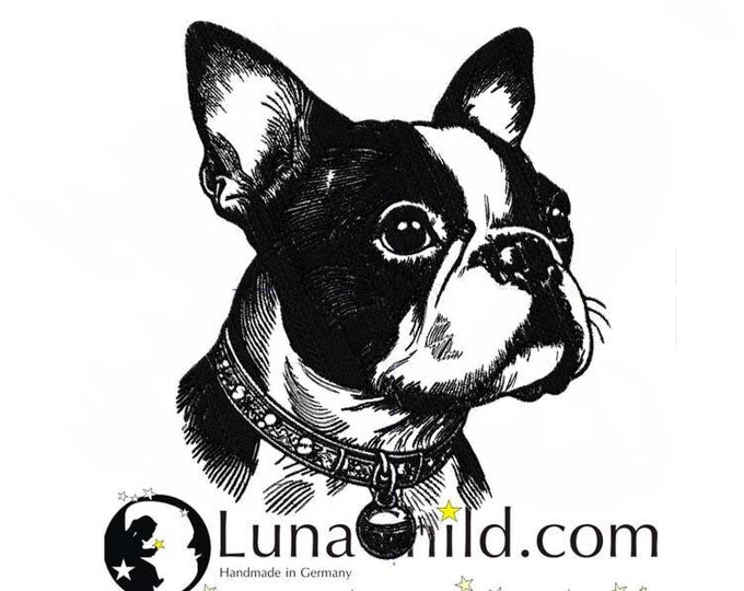 Stickdatei Boston Terrier "Ignaz" Hund realistisch kommerzielle Nutzung LunaChild