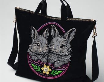 Stickdatei Osterhase Stickmotiv Hase im Osterei „Munchi & Bouncer“ – 8 Größen –  LunaChild