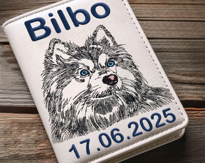 WENIGER STICHE - Stickdatei Alaskan Klee Kai  "Bilbo" LIGHT - für Helle Stoffe -  Hund LunaChild - 6 Größen -