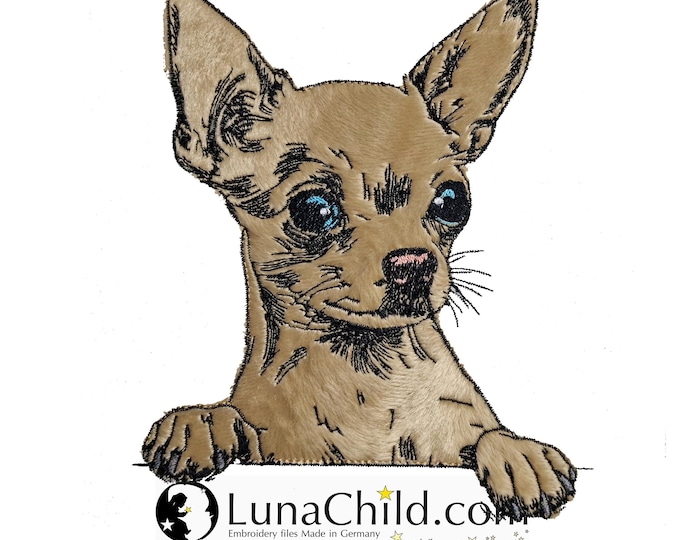 Stickdatei Applikation - Chihuahua "Aage" - für helle & dunkle Stoffe - LunaChild - Hund