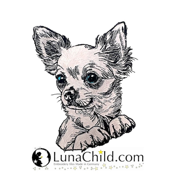 Stickdatei Applikation Chihuahua "Dolly" kommerzielle Nutzung LunaChild Hund Apli