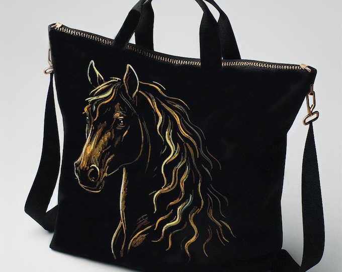Embroidery design horse "Aurora" – Intricate & detailed – For dark fabrics – 8 sizes – LunaChild embroidery pattern