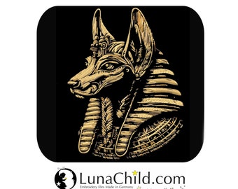 Stickdatei Anubis ägyptischer Hund gold realistisch für dunkle Stoffe kommerzielle Nutzung LunaChild