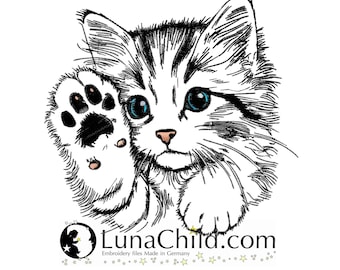 Stickdatei - Katze Kätzchen "Heidi" - Für helle Stoffe - LunaChild