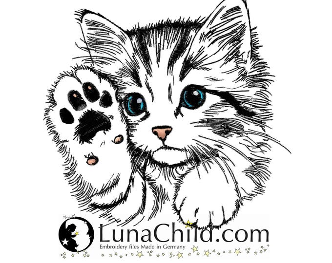 Stickdatei - Katze Kätzchen "Heidi" - Für helle Stoffe - LunaChild