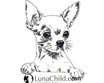 FEWER STITCHES - Embroidery file Chihuahua "Aage" - for light fabrics - Dog - LunaChild