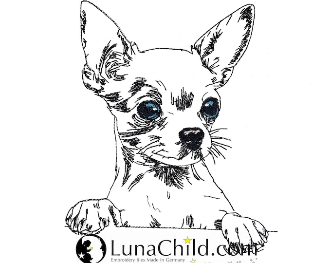 FEWER STITCHES - Embroidery file Chihuahua "Aage" - for light fabrics - Dog - LunaChild