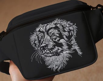WENIGER STICHE - Stickdatei Australian Shepherd  "Frank" LIGHT - für dunkle Stoffe -  Hund - LunaChild - 6 Größen