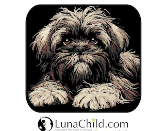 NEU AUFWENDIGE Stickdatei Affenpinscher "Caleb" Hund realistisch für dunkle Stoffe kommerzielle Nutzung LunaChild