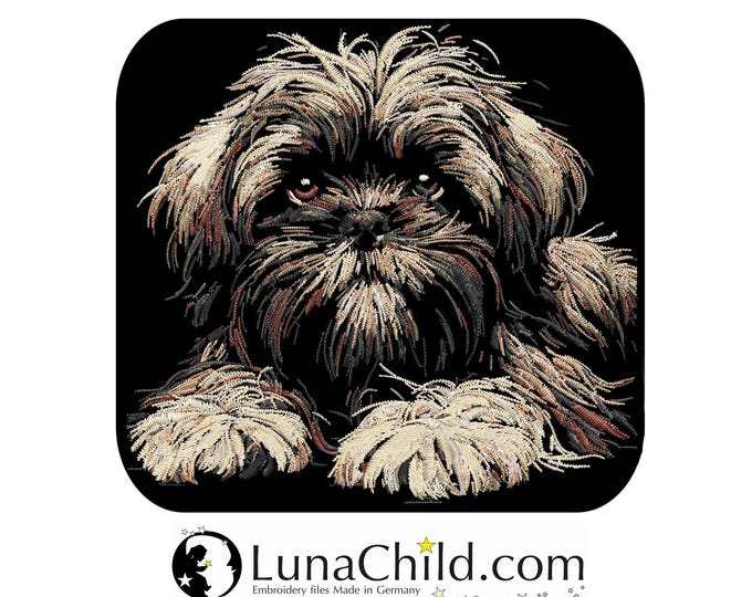 NEU AUFWENDIGE Stickdatei Affenpinscher "Caleb" Hund realistisch für dunkle Stoffe kommerzielle Nutzung LunaChild