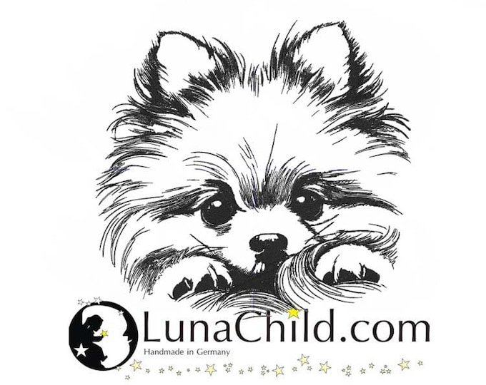Embroidery file Pomeranian "Lou" puppy Pomeranian dog peeking realistic commercial use LunaChild