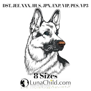 Stickdatei - Hund - Belgischer Schäferhund "Yasu" - für helle Stoffe - in 8 Größen - LunaChild