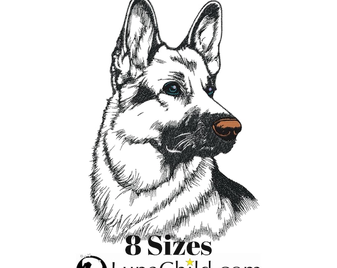 Embroidery design - Dog - Belgian Shepherd "Yasu" - for light-colored fabrics - in 8 sizes - LunaChild