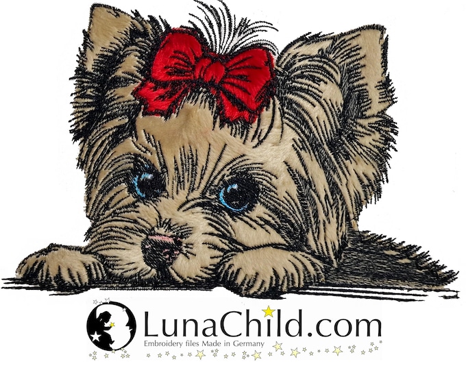 NEU Stickdatei Applikation Yorkshire Terrier "Elsa" kommerzielle Nutzung LunaChild Hund Apli