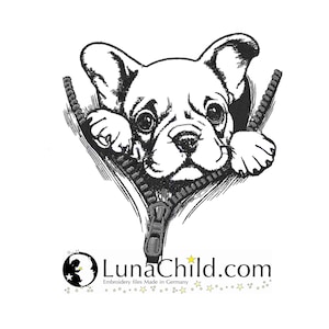 Stickdatei &quot;Französische Bulldogge Welpe Enzo &quot; Hund realistisch kommerzielle Nutzung LunaChild