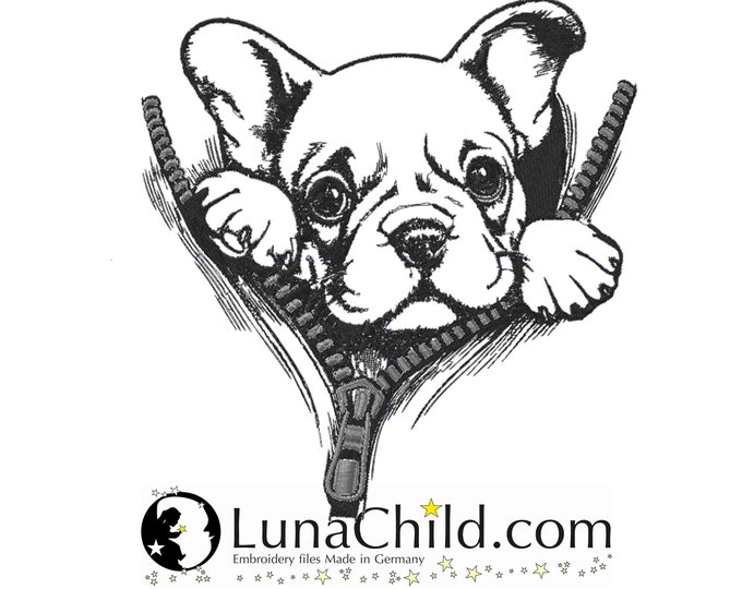 Stickdatei "Französische Bulldogge Welpe Enzo " Hund realistisch kommerzielle Nutzung LunaChild
