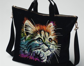 Stickdatei - AUFWENDIG - Katze "Jule" - für dunkle Stoffe - LunaChild