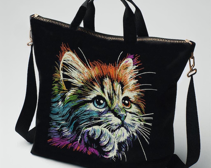 Stickdatei - AUFWENDIG - Katze "Jule" - für dunkle Stoffe - LunaChild