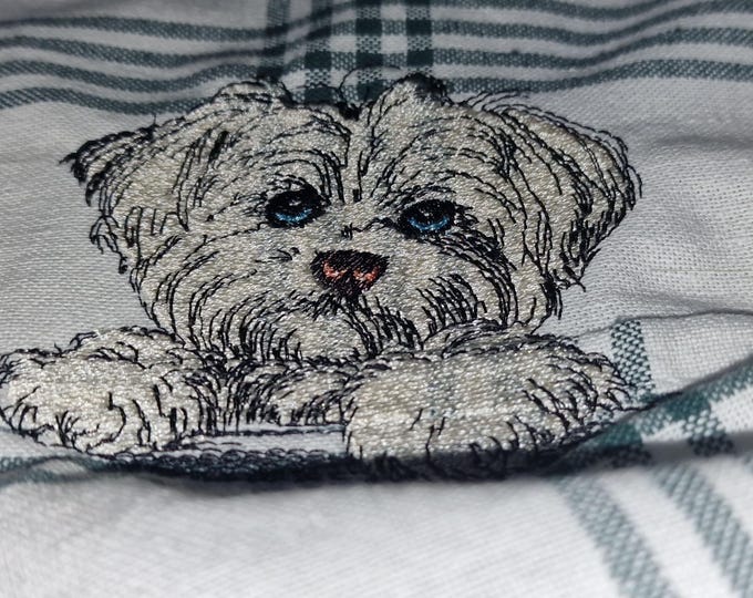 Stickdatei - Vollstick - Malteser Welpe "Nala" - Für helle & dunkle Stoffe - 3 Größen - Hund - ITH - Geschirrtuch - LunaChild