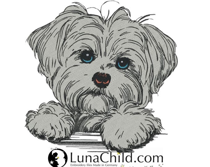 Stickdatei - Vollstick - Malteser "Nala" - Für helle & dunkle Stoffe - 10 Größen - Hund - LunaChild