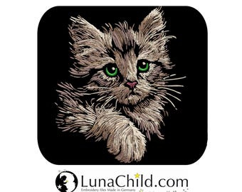 Stickdatei - AUFWENDIGE - Katze "Meggan" -   für dunkle Stoffe - LunaChild