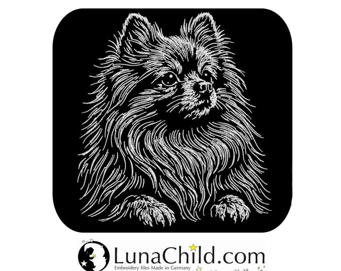 Stickdatei - Pomeranian "Peanut" - Hund - für dunkle Stoff - 9 Größen - LunaChild