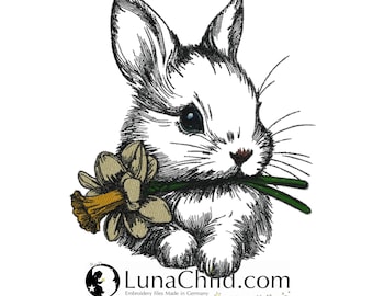 NEW Embroidery file Bunny "Ilona" realistic commercial use LunaChild, embroidery file Easter