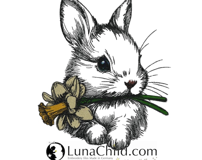 NEU Stickdatei Hase "Ilona" realistisch kommerzielle Nutzung LunaChild, Stickdatei Ostern