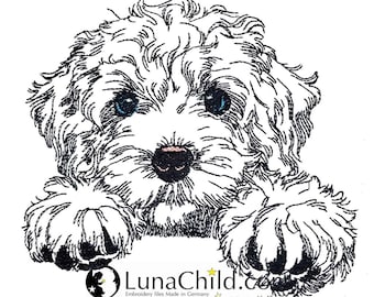 WENIGER STICHE - Stickdatei Cockapoo  "Funny" LIGHT - für Helle Stoffe -  Hund - LunaChild - in 10 Größen -